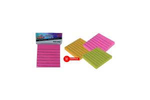 Bloco Adesivo Lembrete Pautado Neon 76mmx76mm 100 Folhas - VMP