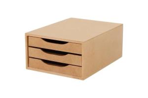 Organizador Gaveteiro Com 3 Gavetas Cor Natural Mdf - Souza