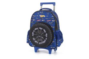 Mochila com Rodinhas Hot Wheels com bolso de Pneu Azul - Maxlog