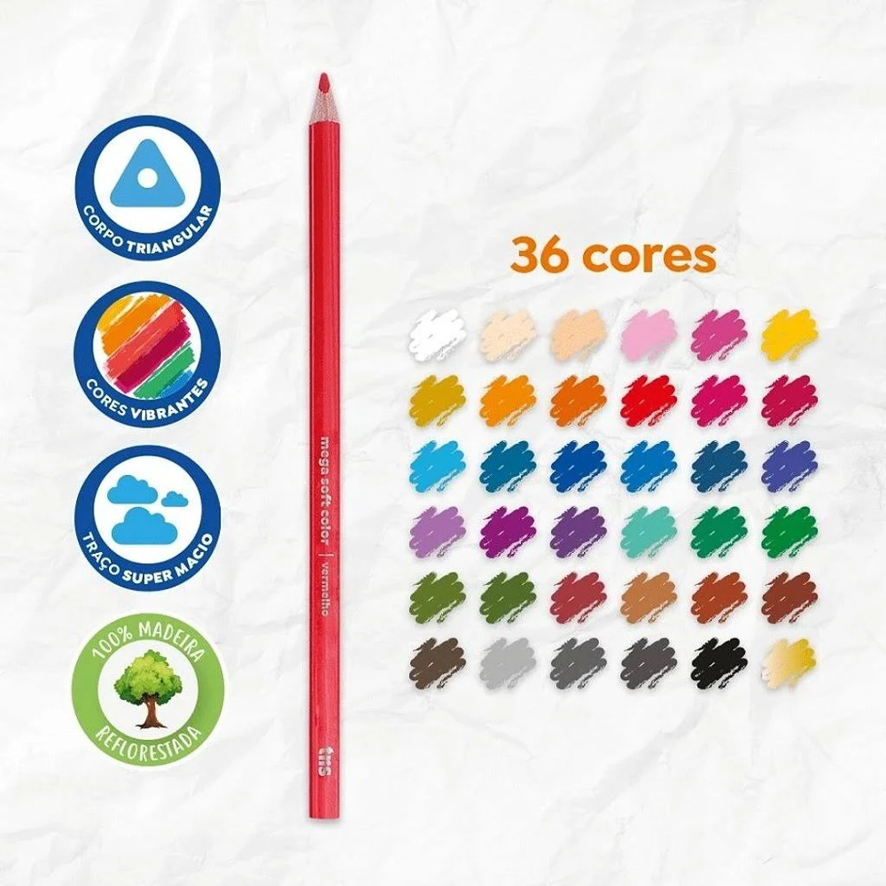 Lápis de Cor Soft Color 36 Cores - Tris