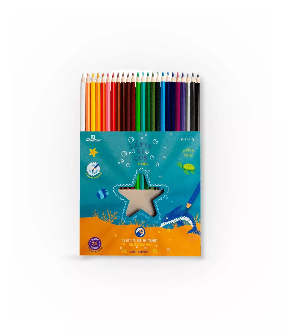 Lápis de Cor Ocean Kids 24 Cores - Master