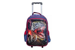 Mochila com Rodinhas Dinossauro Rex Raptor Azul - Yins