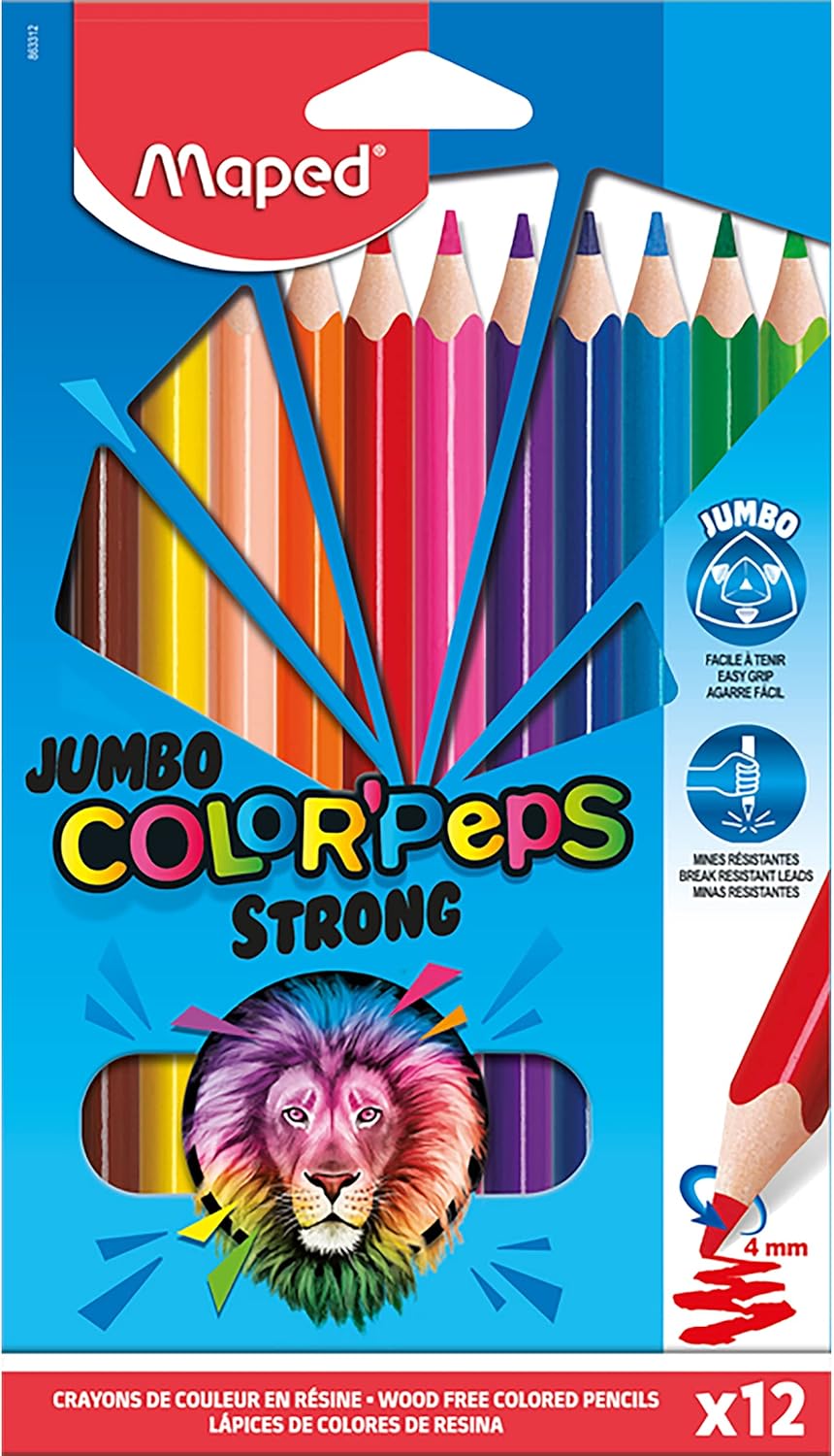 Lápis de Cor Colorpeps Strong Jumbo 12 Cores - Maped