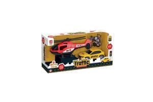 Carrinho Resgate Traffic Service Com Helicóptero - Bstoys 3+