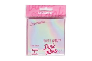 Bloco Adesivo Lembrete Pink Vibes 76Mmx76Mm 100 Folhas - Leonora