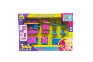 Cozinha Judy Home Com Armários, Mesa, Cadeiras, Pia,Fogão E Geladeira - Samba Toys 3+