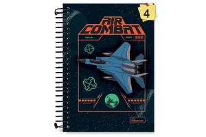 Caderno 1/4  80 fls Air Combat C. Dura Sortido - Cadersil