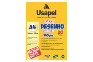 Bloco Desenho 20 fls A4 Branco   - USAPEL