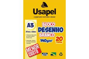 Bloco Desenho 20 fls A3 Branco   - Usapel