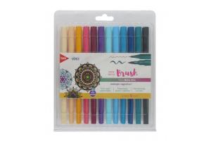 Caneta Hidrocor Brush Pen Boho Chic Vibes Ponta Dupla 12 Cores - Tris