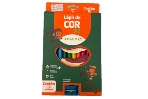 Lápis de cor Ecolapis Jumbo 12 Cores com Apontador - Leo Leo